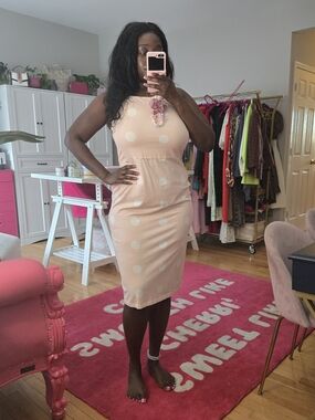 ASOS - Pink Polka Dot Midi Dress